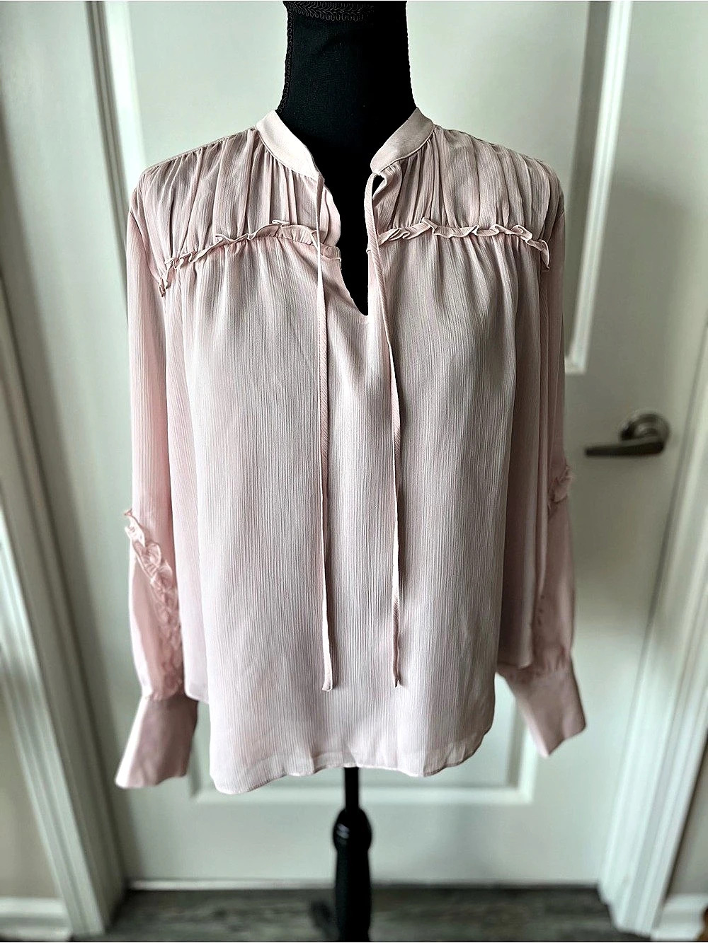 Ann Taylor Ruffle Blouse in Pink NWT